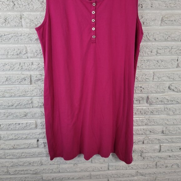 Lands End Womens Dress XL Mini Tank Sleeveless Pink Quarter Button Cotton PIN13E - Picture 5 of 10